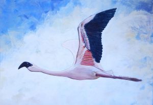 Fly away, 2015 akryl, płótno 70 x 100 cm sygnowany
