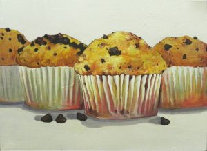Muffinki z czekoladą, 2014 olej, płótno 70 x 100 cm sygnowany